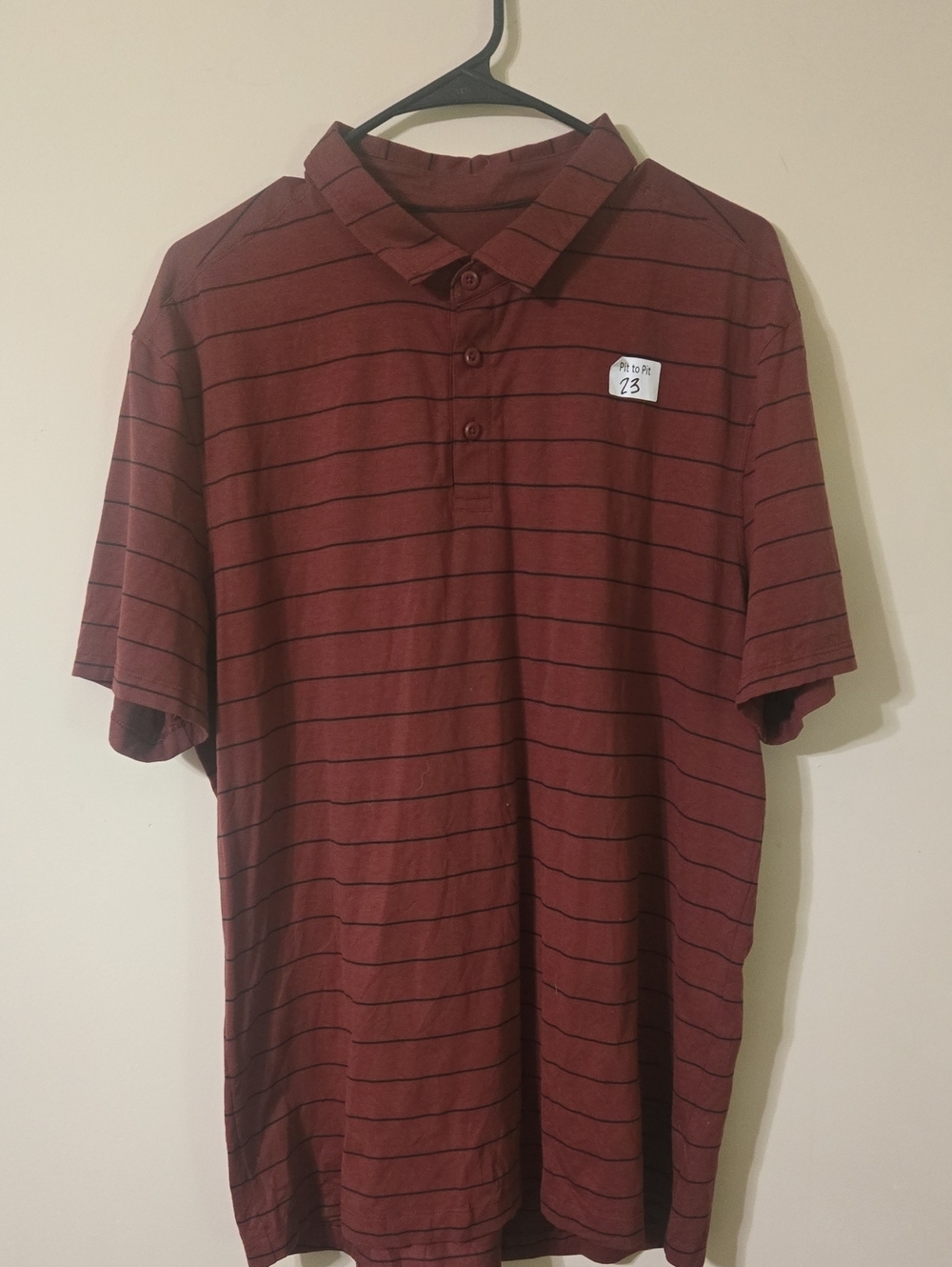 lululemon athletica Maroon Polo with Thin Black Stripes